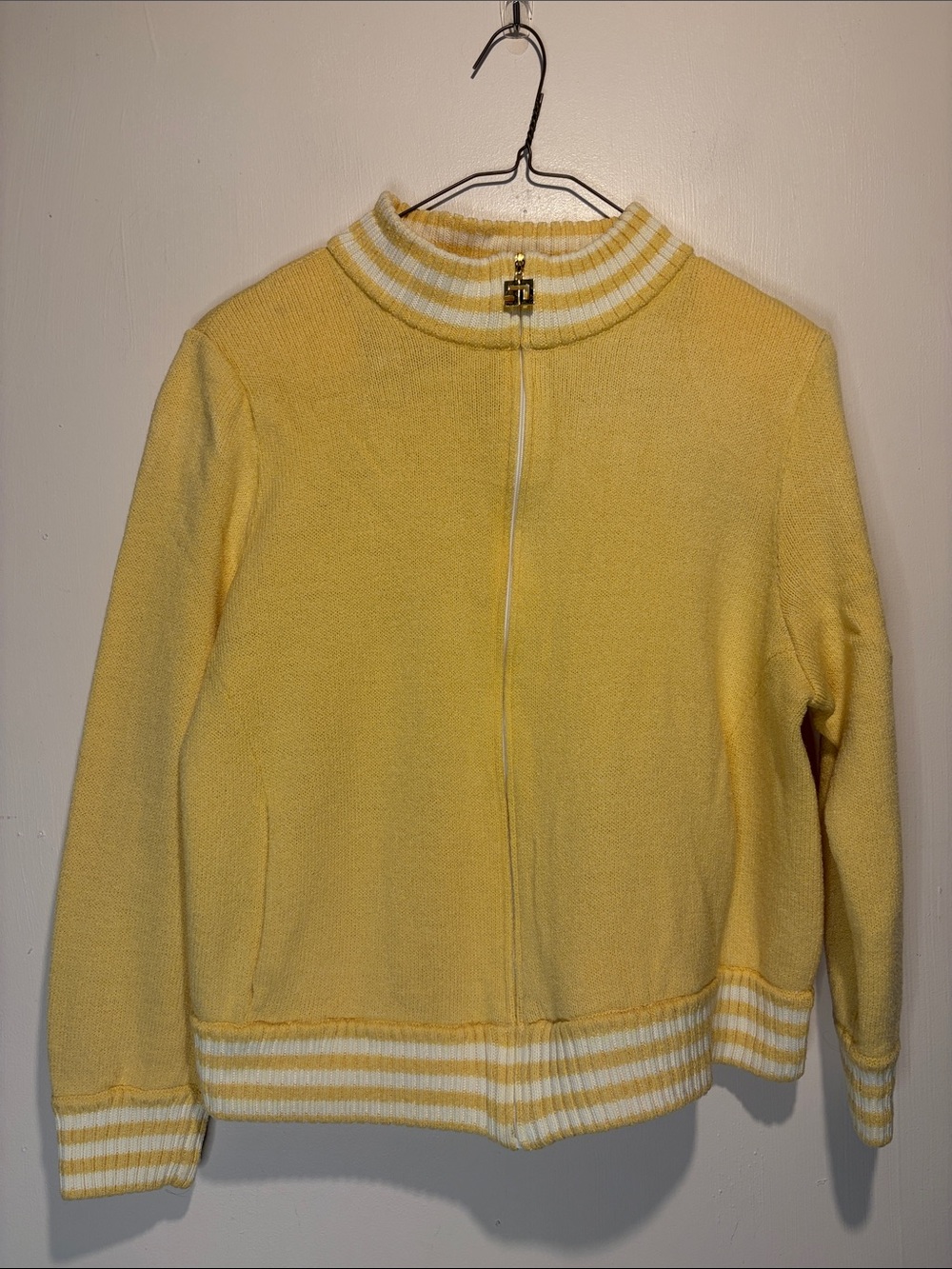 St. John Sport SET! Vintage Full Zip Jacket Santana Knit + Cami Tank Yellow SZ L
